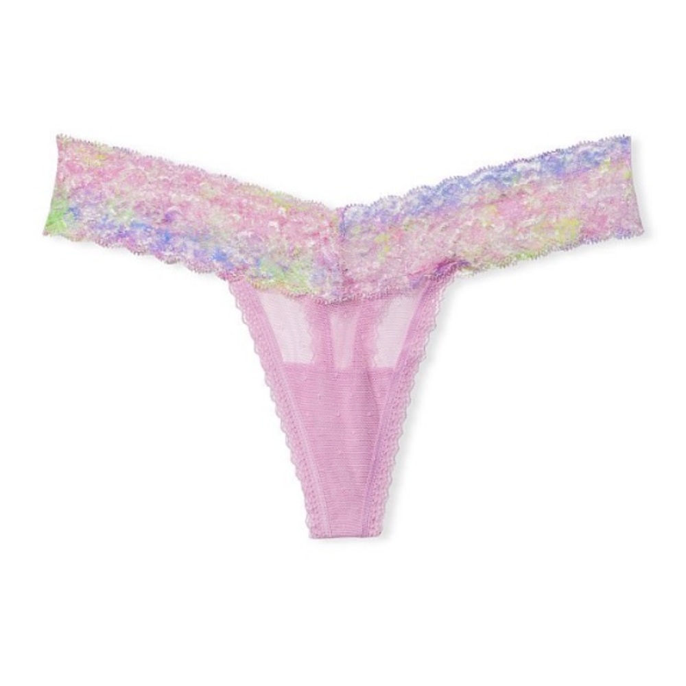 VS VICTORIA'S SECRET Floral Frenzy Thong Panty Underwear Violet Muse Ombre XL